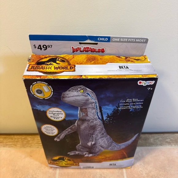 Disguise Jurassic World Inflatable Dinosaur Costume - Gray and Blue - Picture 2 of 7